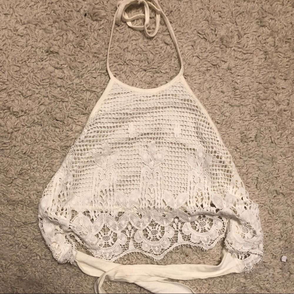 Express white crochet halter top